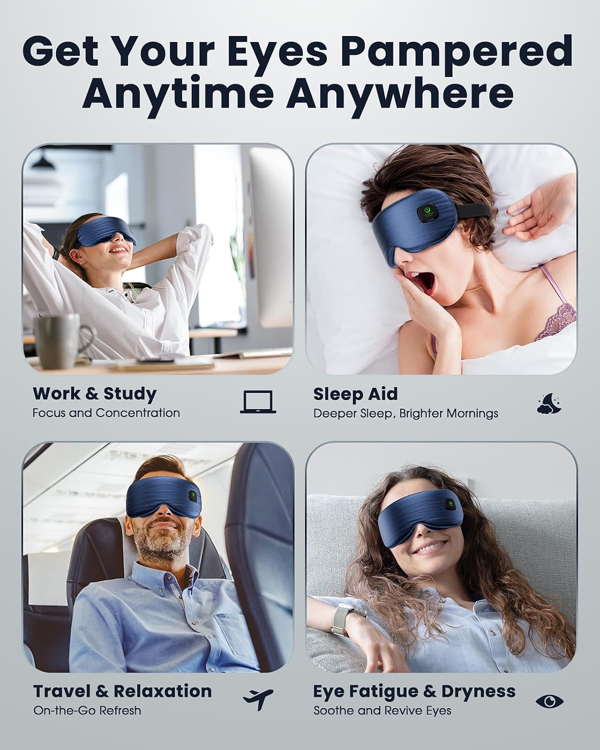 Heated Eye Mask - Cordless Eye Mask for Dry Eyes, FSA-HSA Eligible, Eye Relief, Improved Sleep, Washable Eye Heating pad for Travel and with Replaceable Shell