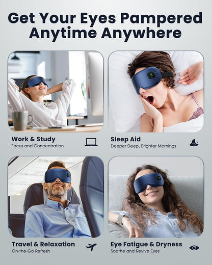 Heated Eye Mask - Cordless Eye Mask for Dry Eyes, FSA-HSA Eligible, Eye Relief, Improved Sleep, Washable Eye Heating pad for Travel and with Replaceable Shell
