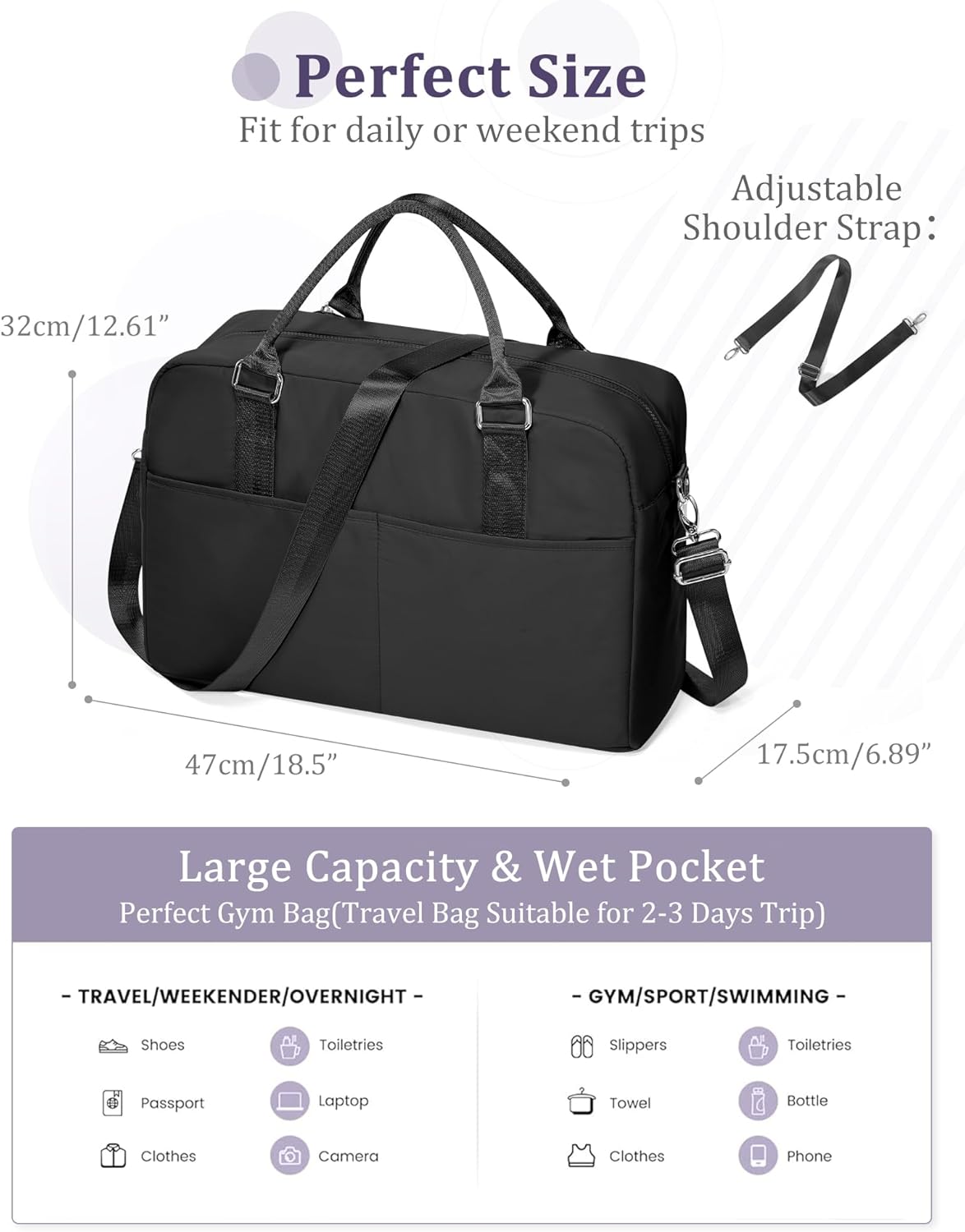 Gym Bag Womens Mens with Shoes Compartment and Wet Pocket Travel Duffel Bag for Women for Plane Sport Gym Tote Bags Swimming Yoga Waterproof Weekend Overnight Carry on Bag Hospital Holdalls - Colors A