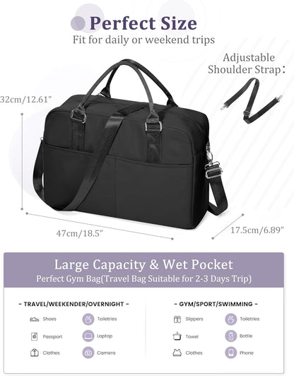 Gym Bag Womens Mens with Shoes Compartment and Wet Pocket Travel Duffel Bag for Women for Plane Sport Gym Tote Bags Swimming Yoga Waterproof Weekend Overnight Carry on Bag Hospital Holdalls - Colors A