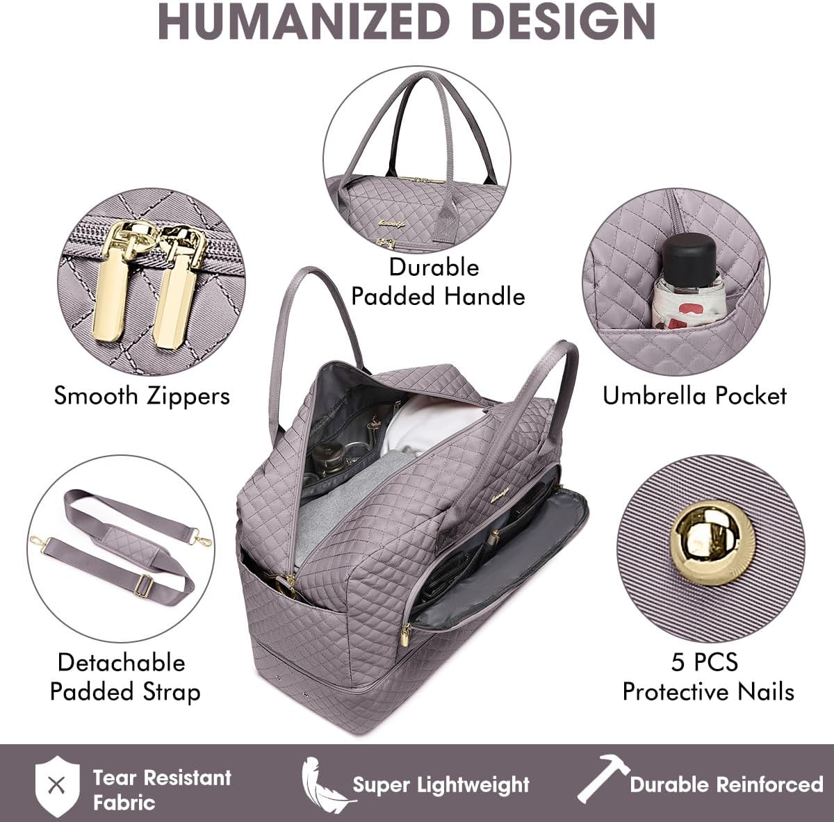 LUOCIP Large Women Travel Duffle Bag, Carry on Bag with Wet Toiletry Pocket for Overnight, Weekend, Yoga, Gym, Business Trips, Sport and Hospital, Black - Colors B