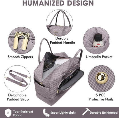 LUOCIP Large Women Travel Duffle Bag, Carry on Bag with Wet Toiletry Pocket for Overnight, Weekend, Yoga, Gym, Business Trips, Sport and Hospital, Black - Colors B
