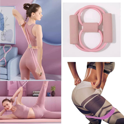 Pilates Set – Home Pilates Equipment for Women Kit with Magic Circle Pilates Ring and Ball Set, Resistance Bands & Massage Balls & Exercise Bands for Toning，Flexibility & Core Strength