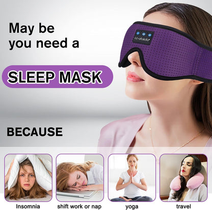 LC-dolida Sleep Headphones, 3D Sleep Mask Bluetooth Wireless Music Eye Mask, Sleeping Headphones for Side Sleepers Sleep Mask with Bluetooth Headphones Ultra-Thin Stereo Speakers Perfect for Sleeping