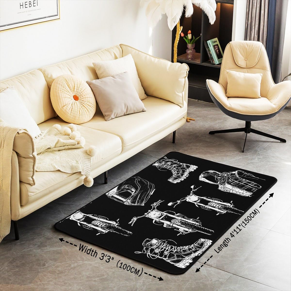 Feelyou Dirt Bike Area Rug 3x5 Kids Extreme Sports Green Honeycomb Living Room Rugs for Bedroom Boys Girls Teens Racing Motocross Rider Decorative Carpet Rug Non-Slip Motorcycle Indoor Floor Mat