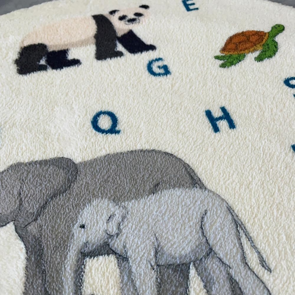 Poowe Cute Animals Kids Room Rug,39.4" Round Washable Area Rugs Rabbit Rug Nursery Rug for Baby Boys Girls Play Mat Floor Carpet Non Slip Soft Rugs for Living Room Bedroom Playroom Classroom