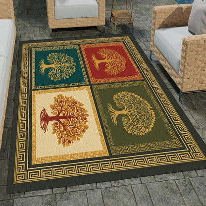 Tree of Life Area Rug – Bohemian Mandala Carpet for Living Room, Bedroom, Meditation Space, Yoga, Spiritual Home Décor – Large Soft Floor Mat for Indoor Decoration (TOL08)