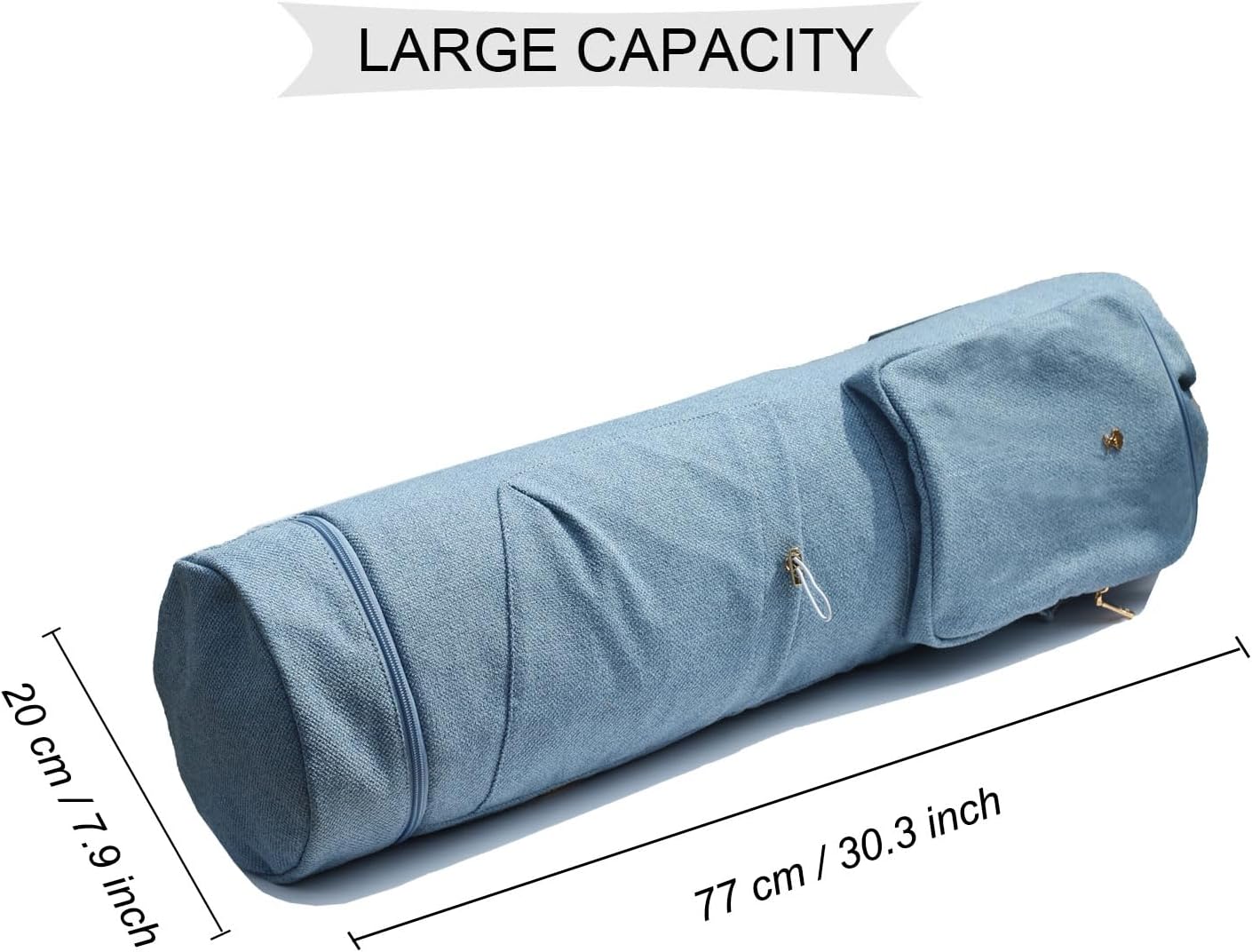 ESVAN Yoga Mat Bag with Multi Pockets Drawstring Yoga Mat Carrier Pilates Exercise Multi-Functional Storage Bag