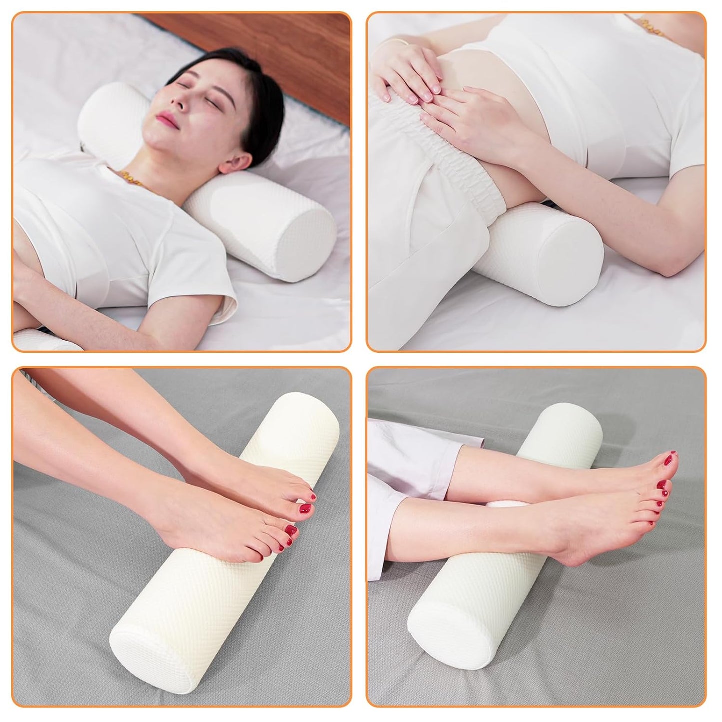 2 Pack Round Massage Table Bolster Pillow Pad, Bolster Pillow, Round Pillows, Suitable for Earthlite Massage Table (Grey, 7.8''x19.6'')