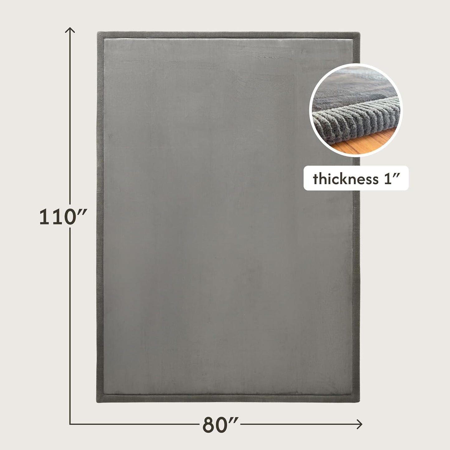 Hakuna Matte CloudSoft Mat for Floor 60" x 80" Beige – Coral Velvet Memory Foam Rug – Non-Slip, Water-Resistant