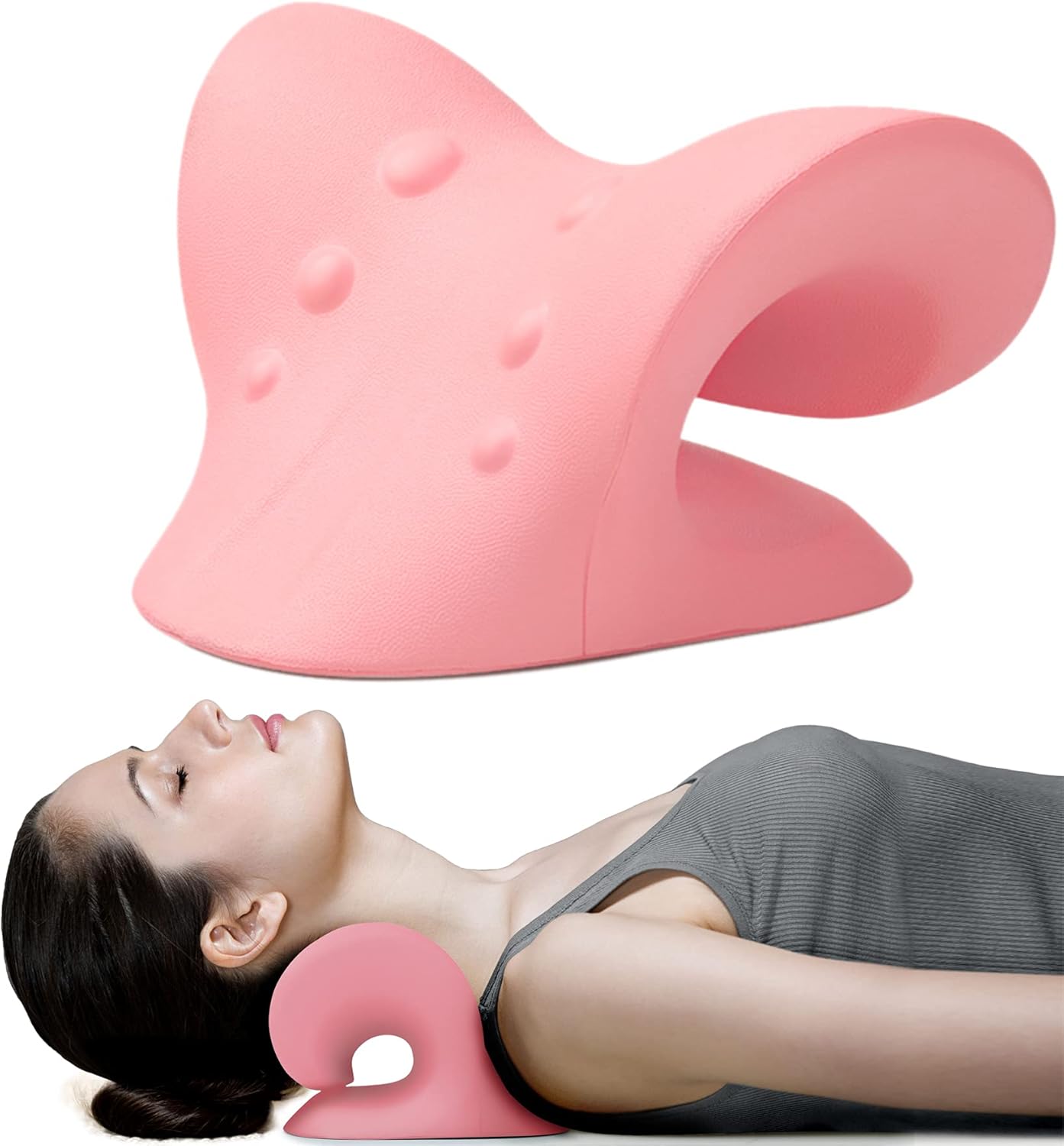 RESTCLOUD Neck and Shoulder Relaxer, Cervical Traction Device for TMJ Pain Relief and Cervical Spine Alignment, Chiropractic Pillow, Neck Stretcher (Black)