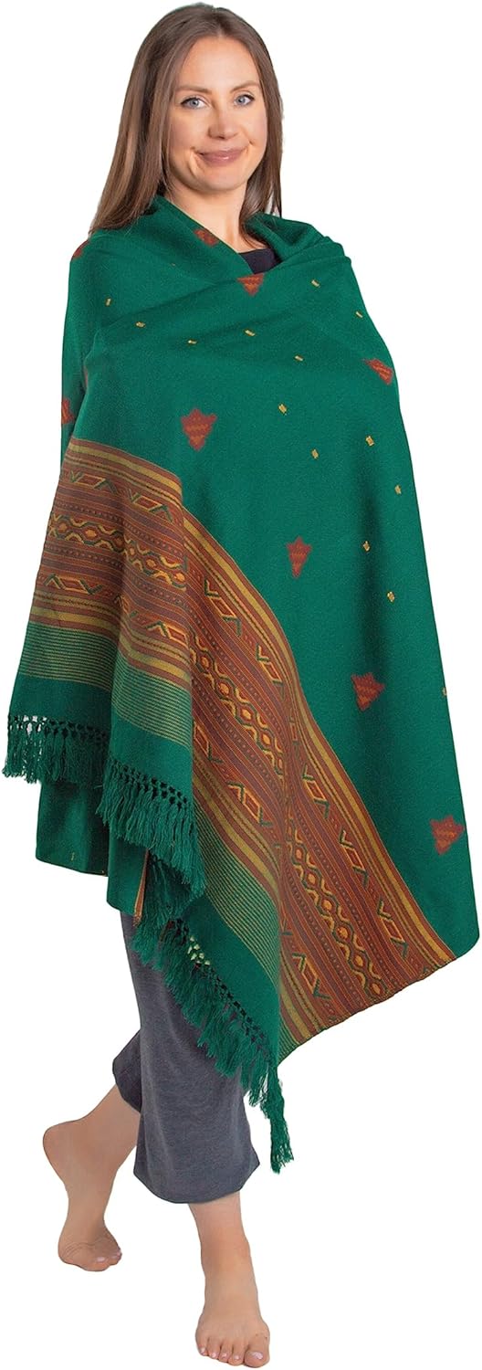 Exotic Vegan Meditation Shawl - Large Unisex Prayer Wrap, Oversize Scarf & Versatile Indian Style Blanket