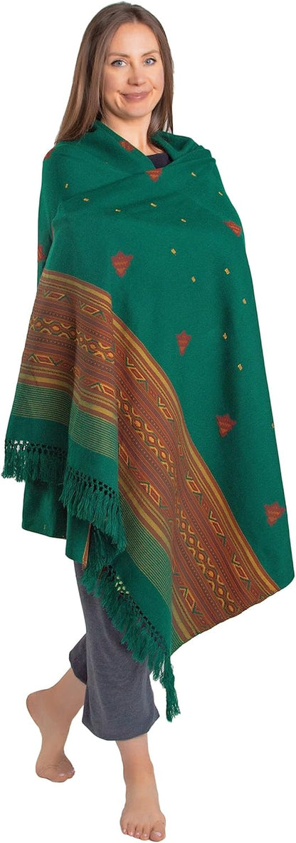 Exotic Vegan Meditation Shawl - Large Unisex Prayer Wrap, Oversize Scarf & Versatile Indian Style Blanket