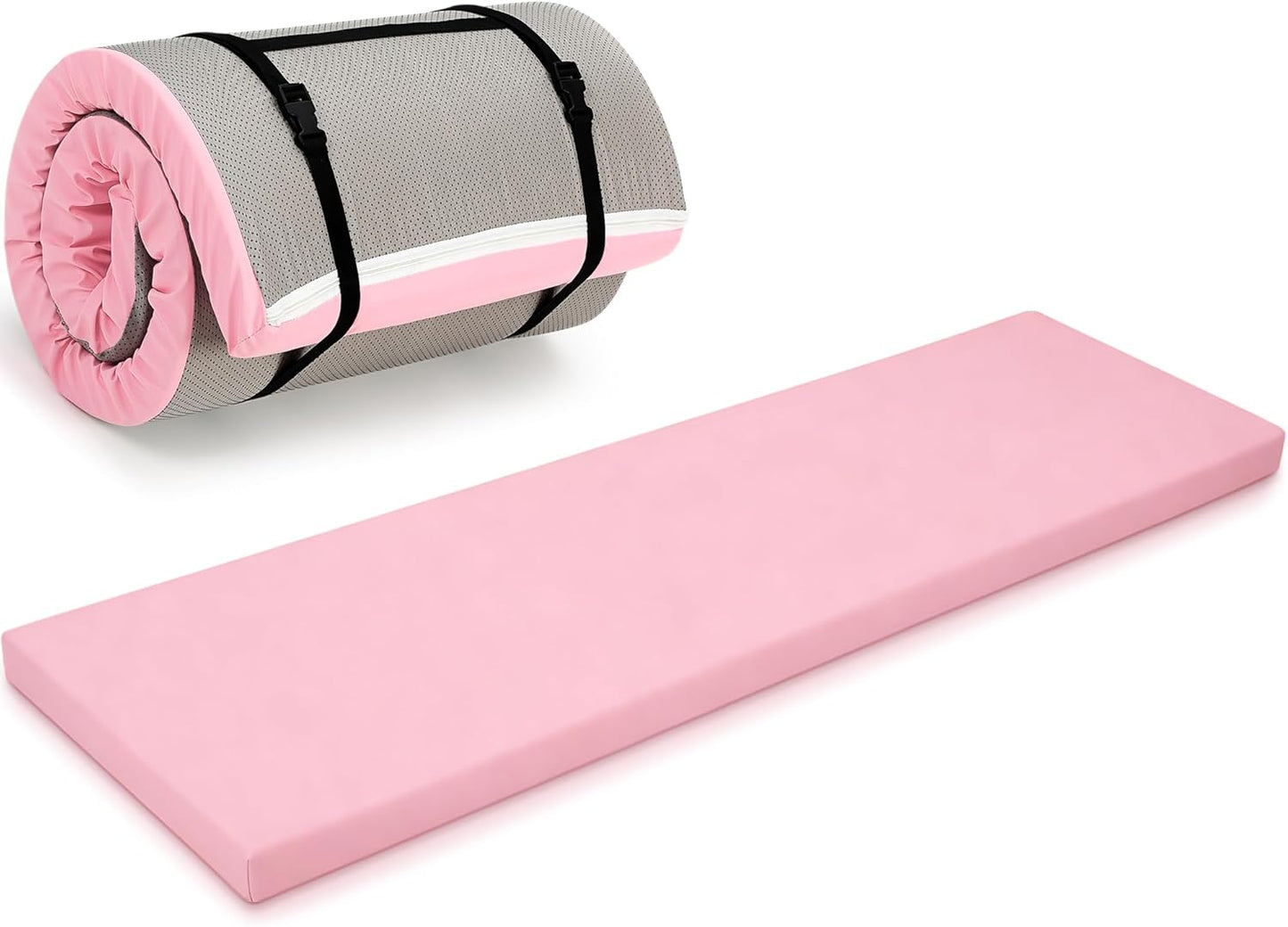 Lyrow 2 Inch 72"x24" Thick Foldable Yoga Mat with Carry Strap, Non-slip Portable Foam Gym Mat for Yoga, Pilates and Stretching