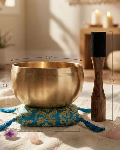 Tibetan Singing Bowls, Authentic Meditation Sound Bowls Handcrafted in Nepal for Yoga, Chakra Healing, Mindfulness, Self Care Spiritual Gifts for Women