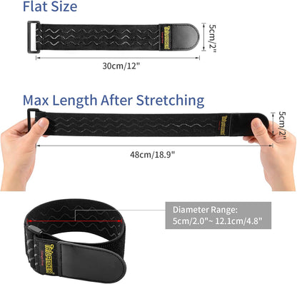 Trilancer Elastic Cinch Straps with Anti-Slip Strips, 24 "x 2" (4 Pack) Multipurpose Hook and Loop Bundling Straps for Hose, Cords, Bike, Luggage, Camping, Yoga Mats