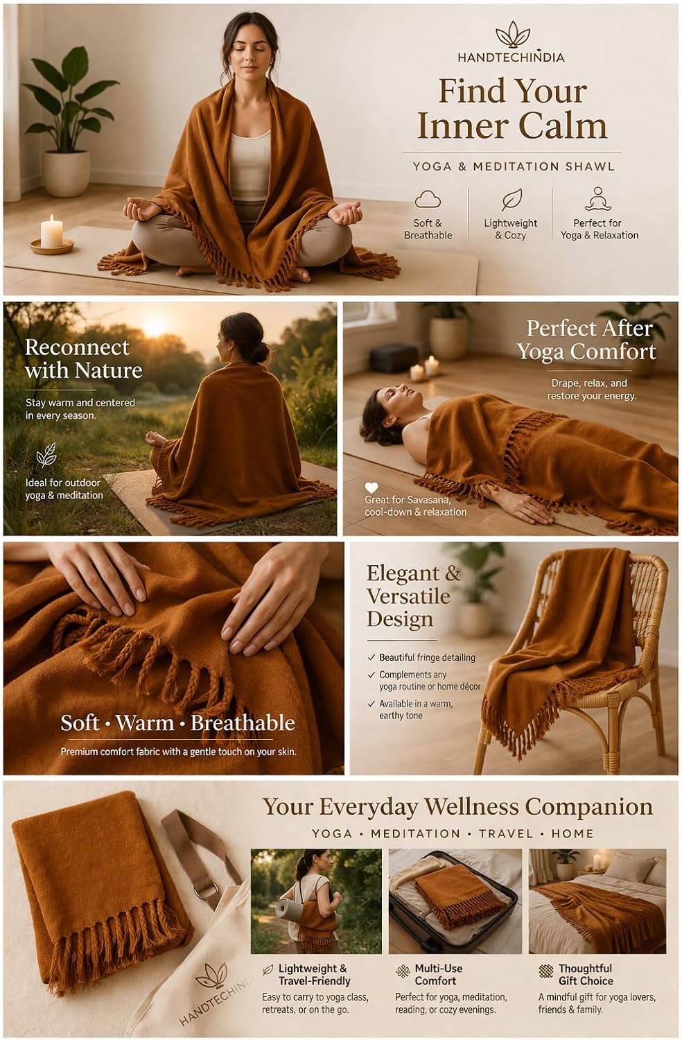Wonderlist Tibetan Meditation Shawl Wool Handloom Oversize Throw Pure Wool Wrap Clothing Gift for Men Women