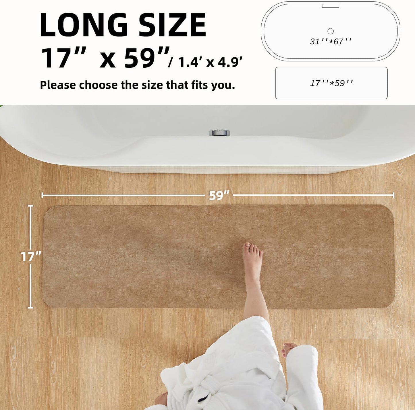 TYUU Bath Mat, Bathroom Rugs Non Slip Washable Thin Absorbent Quick Dry Bath Mat Fits Under Door Bathroom Floor Mat Perfect for Bath, Shower, or Sink 24"x36" Dark Grey
