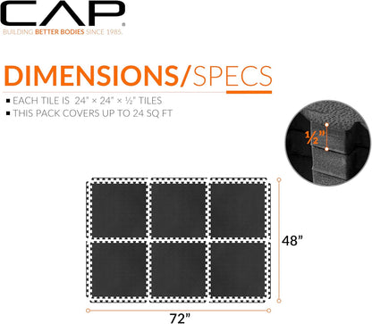 CAP Puzzle Exercise Mats | 1/2” Thick EVA Interlocking Foam Tiles for Home Gym Flooring | Multiple Options