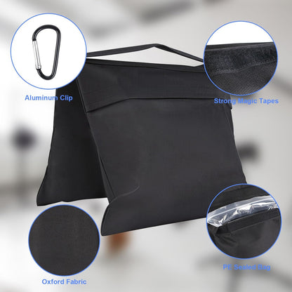 Rindion 2 Pack Sand Bags, Black Sand Bags for Weight, Heavy Duty Sandbags for Umbrella Base, Photography Video Equipment, Light Tripod, Fishing Chair, Sports, Backdrop Stand, Camping, Tent