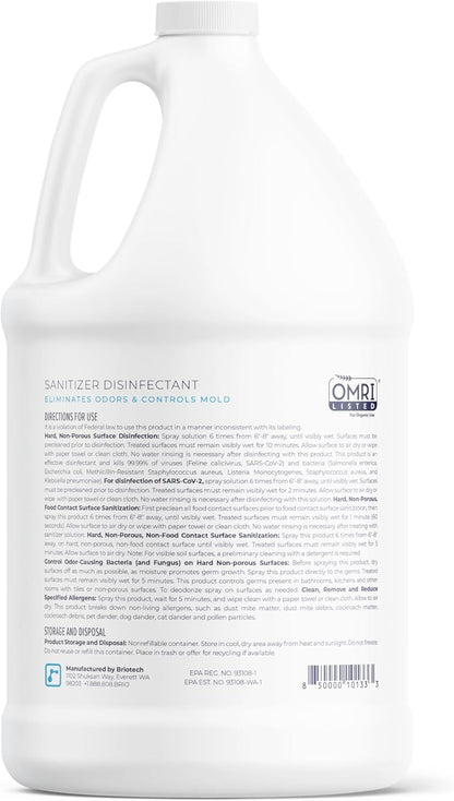 BRIOTECH Sanitizer Disinfectant Hypochlorous Spray, Kill 99.99% of Viruses & Bacteria, Control Mold, Eliminate Odor, Gentle for Nursery & Play Rooms, Food Contact Surface Sanitizer, 32 fl oz