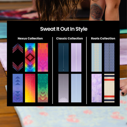 Yoga Grip Yoga Towel - Non Slip Hot Yoga Mat Towel With Corner Pockets, No-Skid Grip, and Built-in Alignment Lines | Soft, Moisture Wicking, and Sweat Absorbent | No Bunching, Stays in Place 72" x 25"
