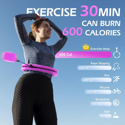 JLoibao Weighted Hula Circle with 26/32 Links(56-66 Inch) for Adults Weight Loss, Infinity Fitness Hoop Plus Size, for Women Smart Exercise Equipment