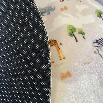 Poowe Cute Animals Kids Room Rug,39.4" Round Washable Area Rugs Rabbit Rug Nursery Rug for Baby Boys Girls Play Mat Floor Carpet Non Slip Soft Rugs for Living Room Bedroom Playroom Classroom