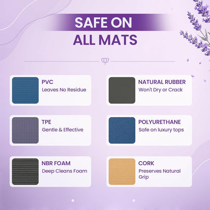 Flexies Foaming Yoga Mat Cleaner Spray Kit, Plant Based Non Toxic Mat Cleaner with Brush and Microfiber Cloth, Yoga Essentials for Women and Men, Pilates Mat Care, Lavender