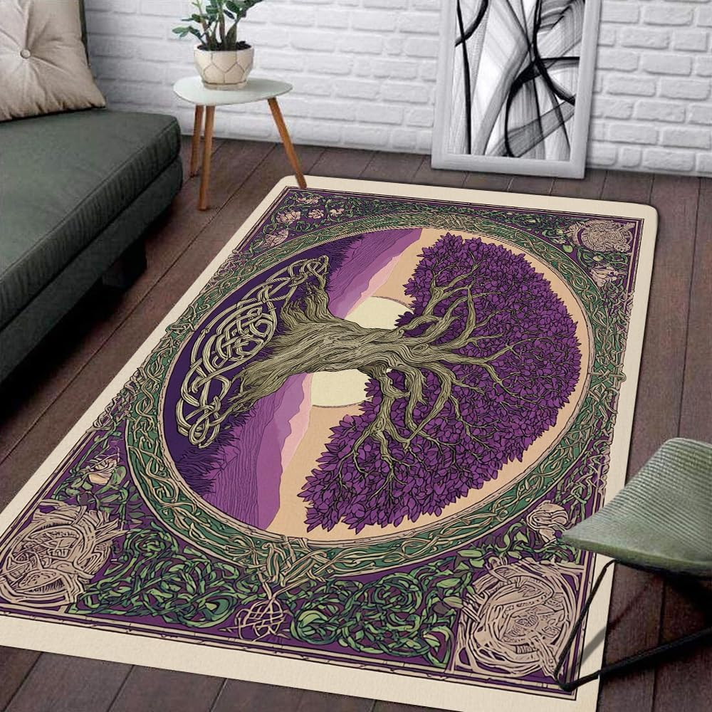 Tree of Life Area Rug – Bohemian Mandala Carpet for Living Room, Bedroom, Meditation Space, Yoga, Spiritual Home Décor – Large Soft Floor Mat for Indoor Decoration (TOL08)