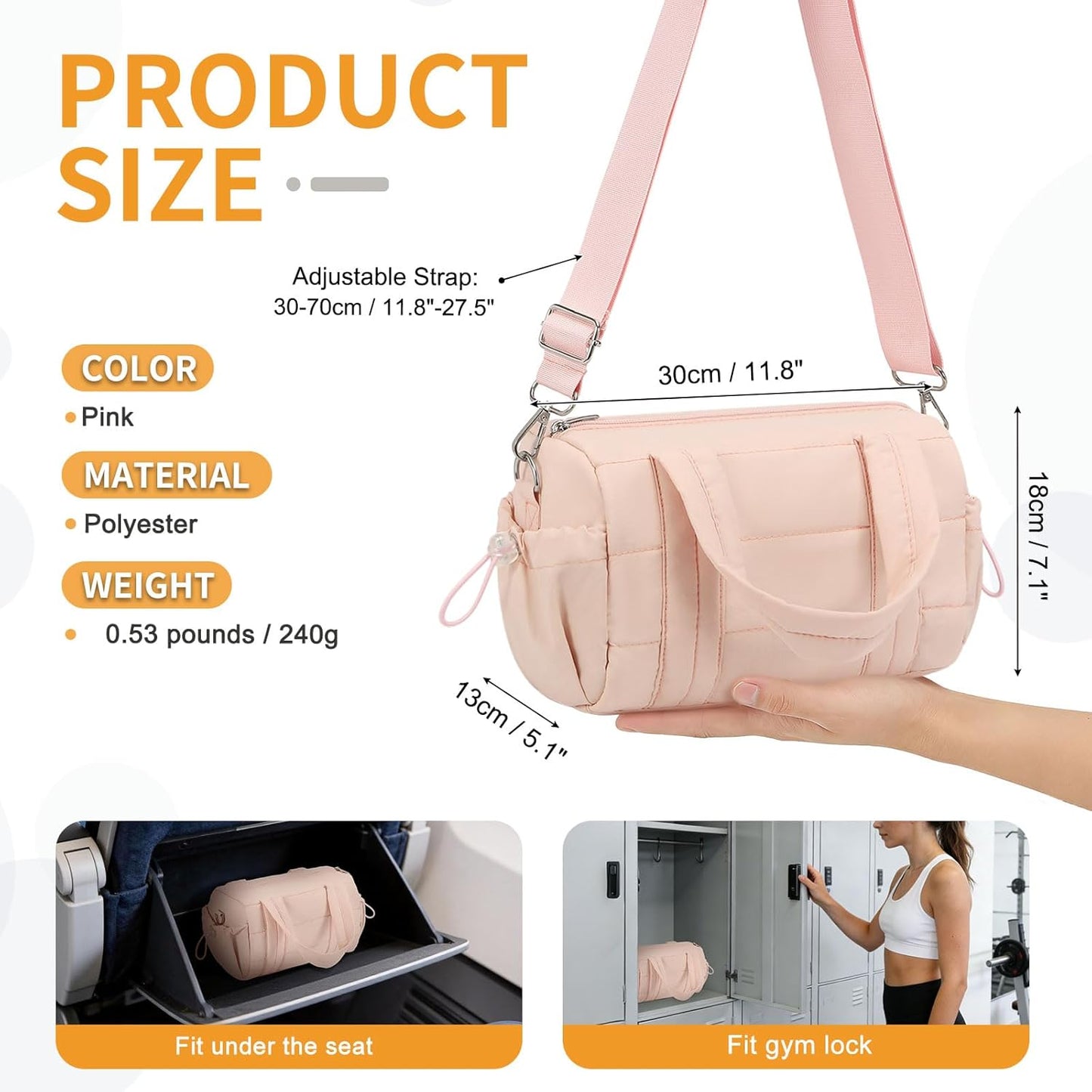 20L Gym Bag for Women, Medium Sport Duffel Bag with Yoga Mat Strap,Wet Pocket, Water-Resistant Adjustable Strap for Gym Yoga, Black