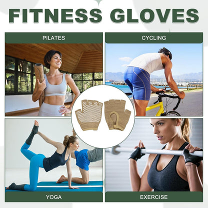 Yoga Gloves, Non Slip Fingerless Pilates Gloves Breathable Exercise Workout Mittens