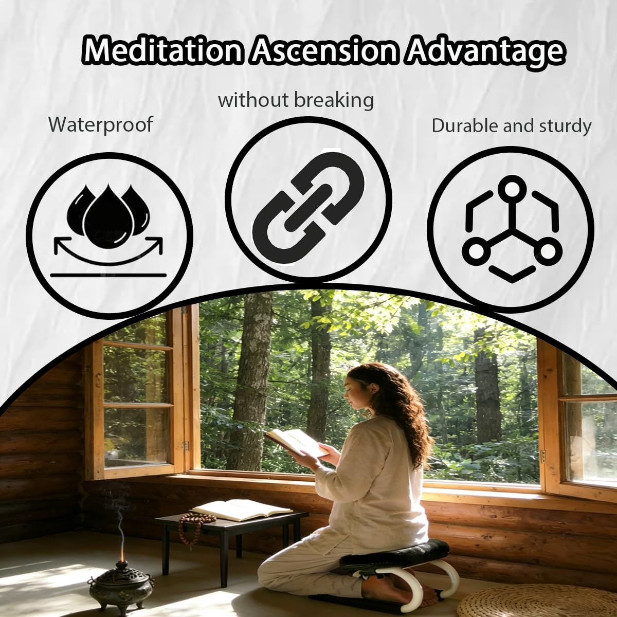 Meditation Bench,Adjustable Metal Kneeling Chair,Non-Slip Meditation Chair with Cushion,Ergonomic Meditation Chairs or Yoga Stool, Seiza Chairs for meditations, Home Studios, Yoga Rooms.