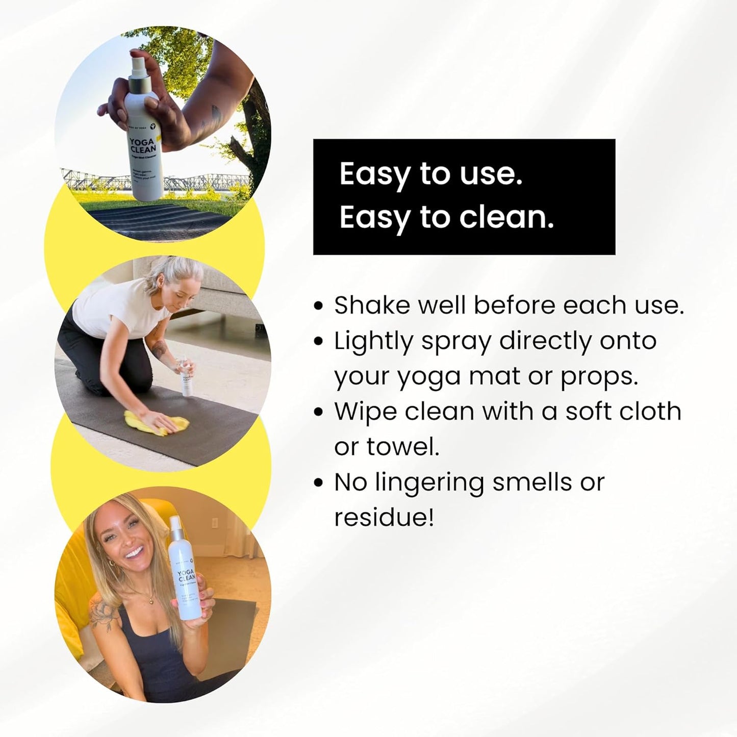 Yoga Mat Cleaner Spray – Spa-Like Scent | Eco-Friendly Formula | Neutralizes Sweat & Odor | Helps Protect Your Mat | 8 oz | Plant-Based, Made in USA | Body By Yoga