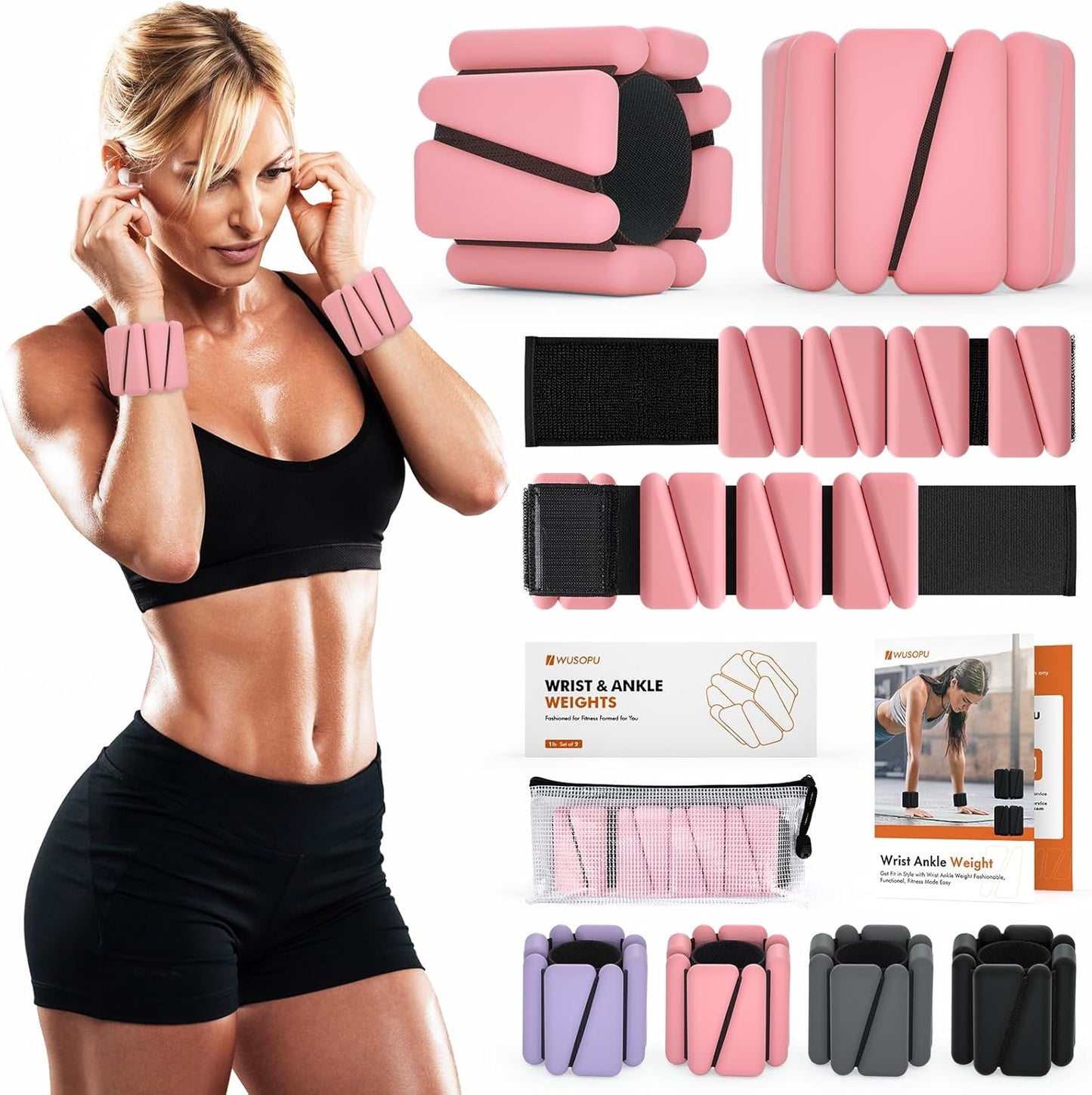 Wrist Weights, Ankle Weights for Women Men, Adjustable Wrist Weighted Bracelet for Home Gym Workout, Running, Yoga, Exercise, Strength Training