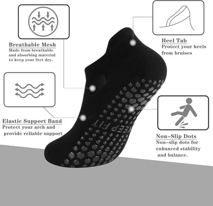 loudashuaiqi Grip Pilates Socks Non Slip Athletic Yoga Socks with Grips for Women Grippy socks for Hospital Workout Barre