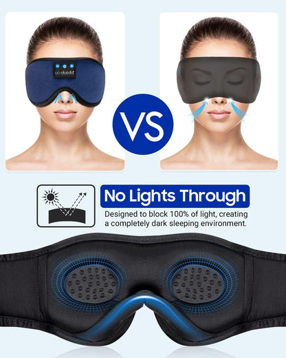 LC-dolida Sleep Headphones, 3D Sleep Mask Bluetooth Wireless Music Eye Mask, Sleeping Headphones for Side Sleepers Sleep Mask with Bluetooth Headphones Ultra-Thin Stereo Speakers Perfect for Sleeping