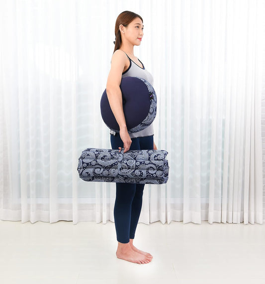 Leewadee Meditation Cushion Set – 1 Small Zafu Yoga Pillow and 1 Small Roll-Up Zabuton Mat Filled with Kapok