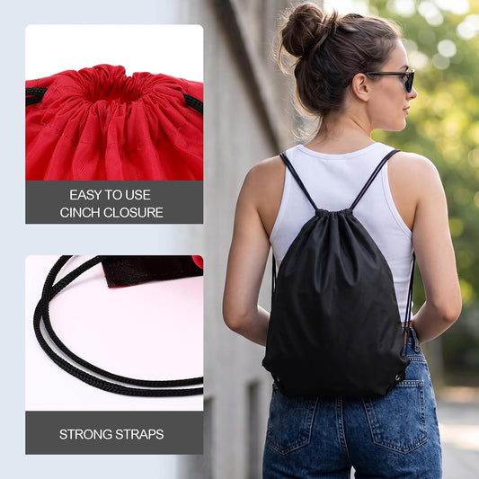 Shappy Drawstring Backpack Bulk Sports Gym Cinch Bag Polyester String Bag for Men Women(10 Colors,100 Pcs)