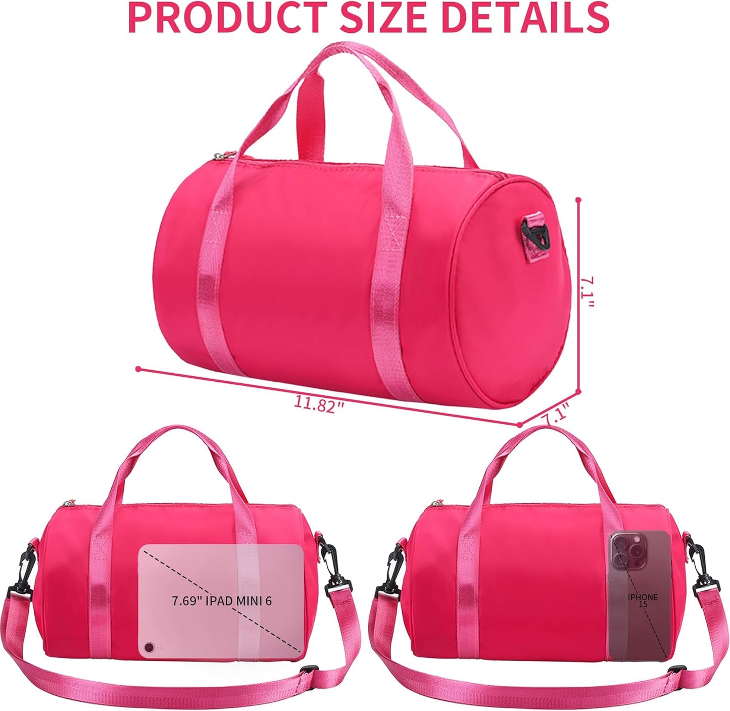 Ballet Dance Bag Mini Gym Bag Lightweight Small Duffle Bag 10L Cute Crossbody Bag for Yoga Swimming Sport (Black)