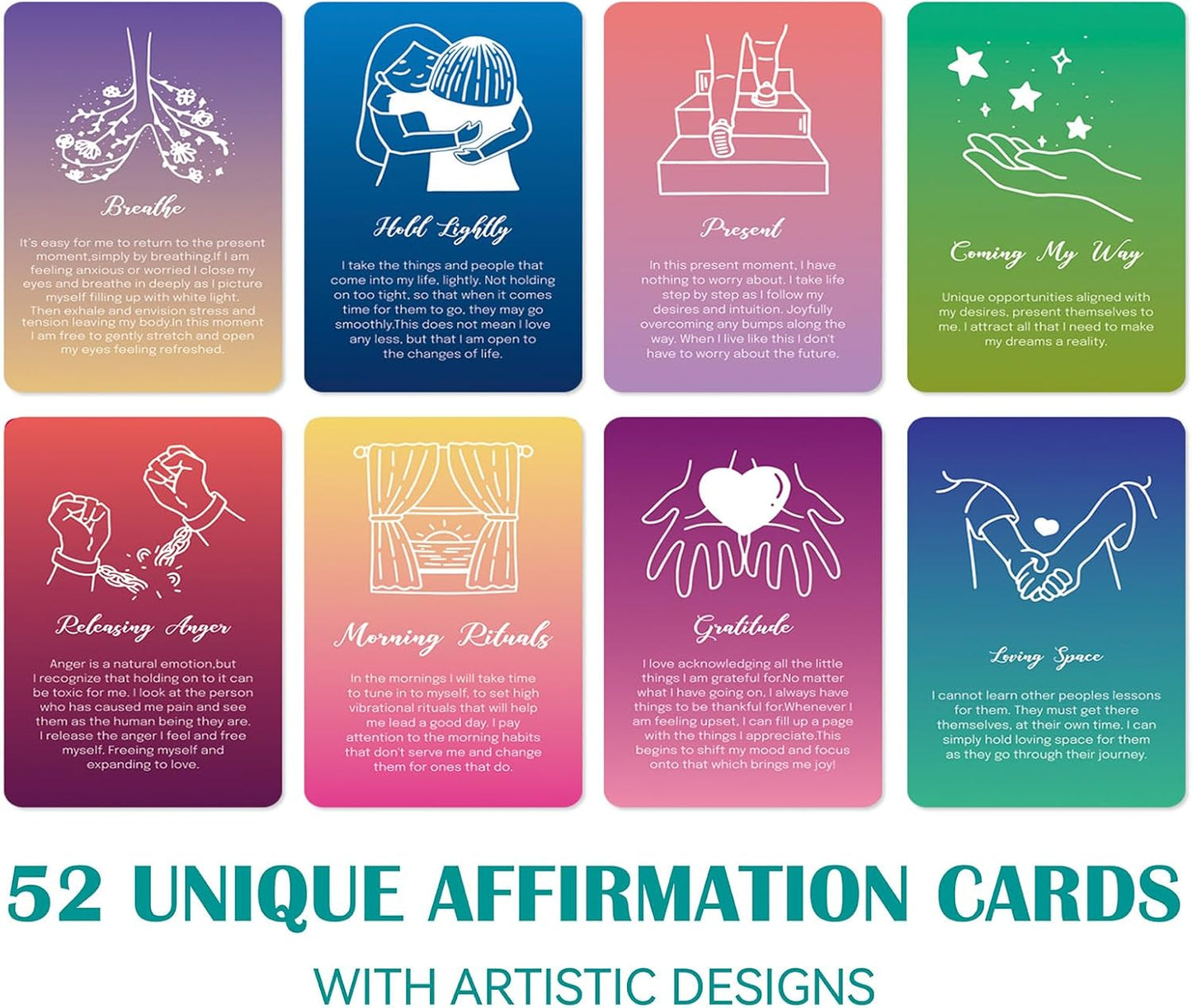 A ART·ZONE 52 Pcs Positive Affirmations Meditation Spiritual Self Care Cards Gifts, 9.7x6 cm Paper Prints