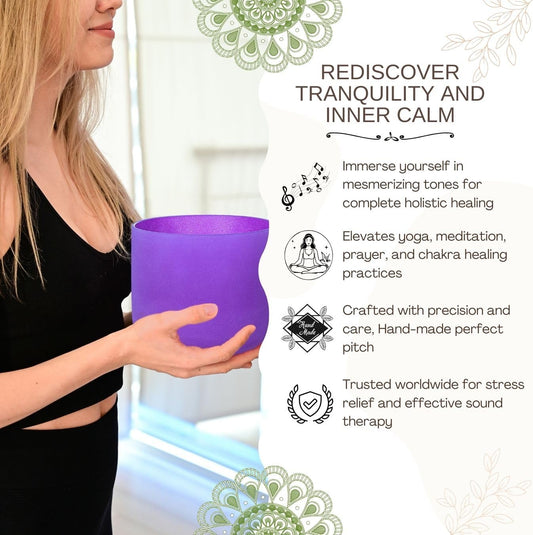 8 inch White C Note Root Chakra Quartz Crystal Singing Bowl, for Healing Mindfulness Meditation Yoga Sound Baths, with Rubber Mallet O-ring