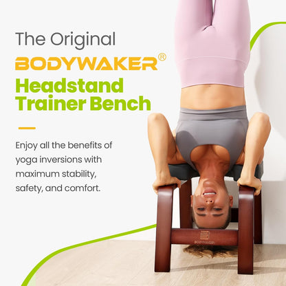 Yoga Headstand Bench, Stand Yoga Chair for Balance Training, Core Strength Building, Upside Down Chair for Relaxation, Handstand Trainer Inversion Chair for Home Gym (Wood White)