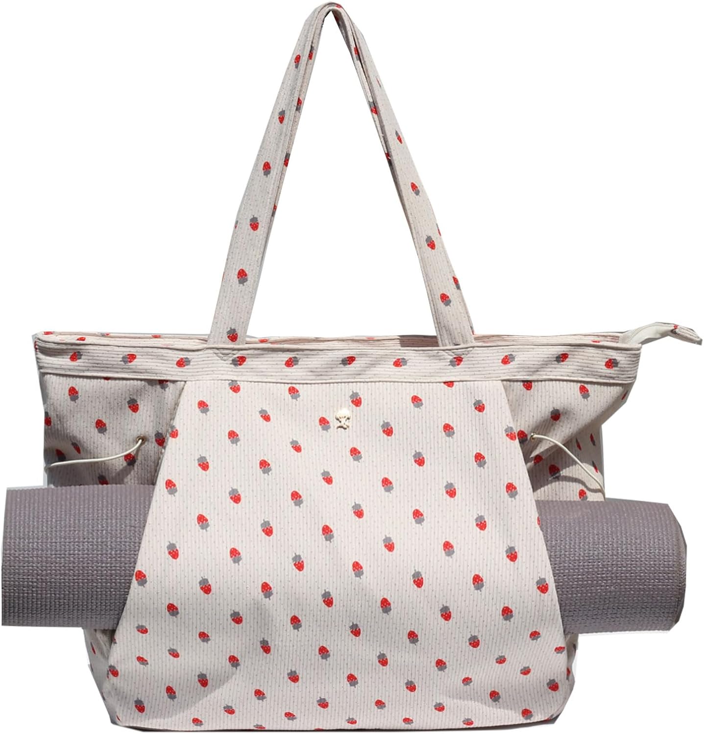 ESVAN Corduroy Yoga Tote Bag Gifts for Women Drawstring Yoga Mat Bag for Office Workout Travel Carryall Pilates Gym