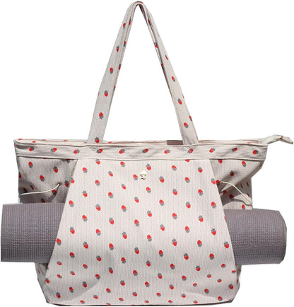 ESVAN Corduroy Yoga Tote Bag Gifts for Women Drawstring Yoga Mat Bag for Office Workout Travel Carryall Pilates Gym