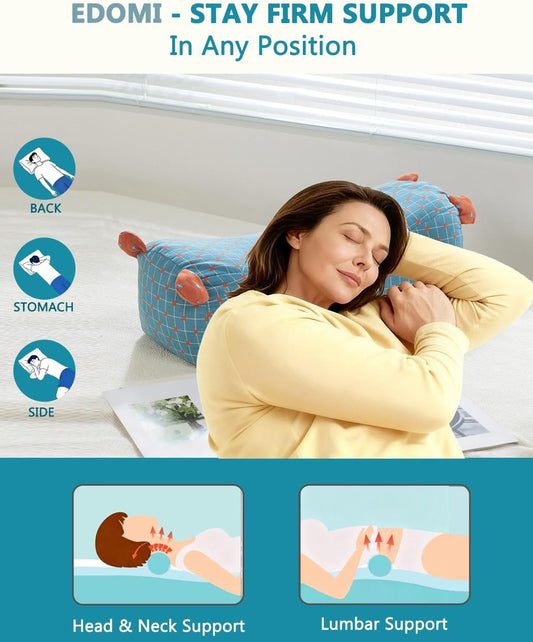 Buckwheat Pillow for Sleeping - Adjustable Buckwheat Hull Pillow for Neck Support, 16.5" x6.3” Cervical Roll Pillow, Firm Cylinder Bolster for Pain Relief, Yoga, Lumbar Support