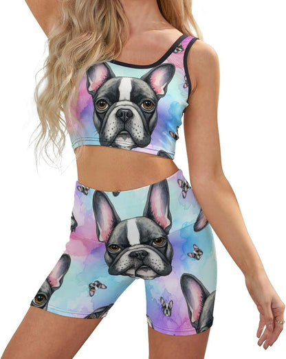 Women's Ribbed Workout Outfits, Seamless Tank and High Waist Shorts