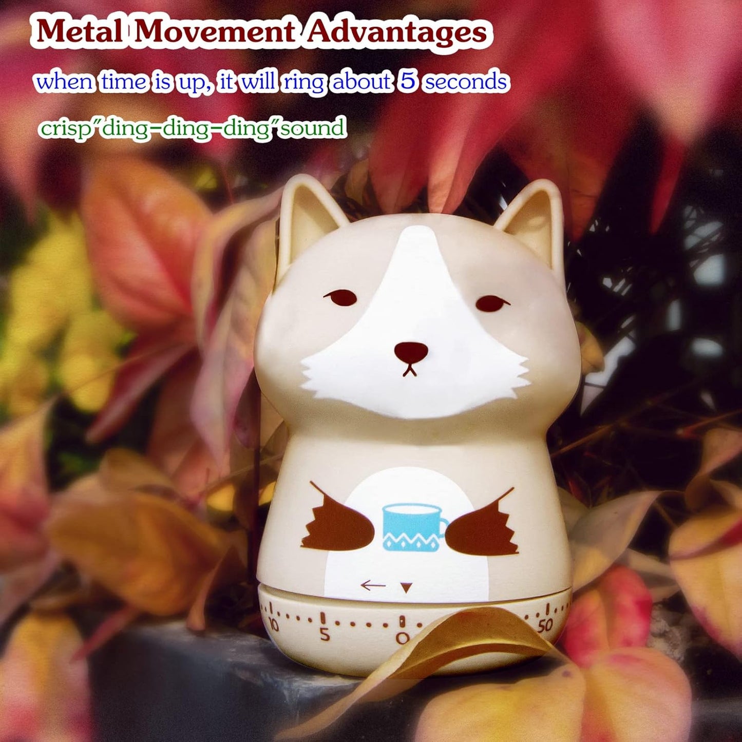 Mechanical Kitchen Timer, Cute Animal Wind Up 60 Minutes Manual Countdown for Kids, Classroom, Home, Study and Cooking (Orange Fox)