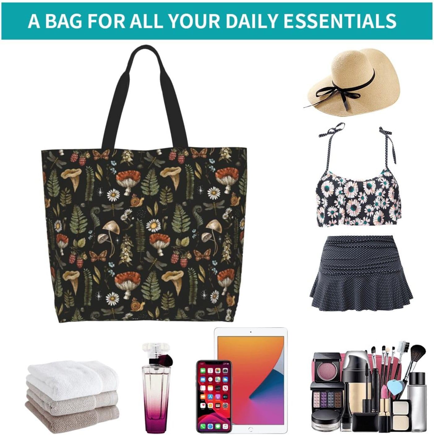 Tote Shoulder Bag Large Durable Reusable Eco-friendly Handbag Lightweight Stylish for Daily Use-19.7x15.7x5.9 Inch - Colors B