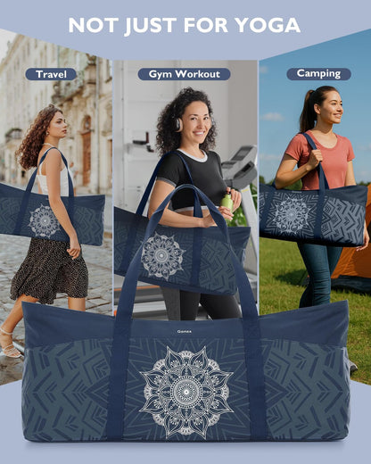 Gonex Yoga Mat Bag, Extra Canvas Gym Bag with Waterproof Pocket Metal Zipper, Fits Mat & Blocks, Stylish Yoga Mat Carrier for Women, Ideal for Yoga, Pilates, Workout, Travel